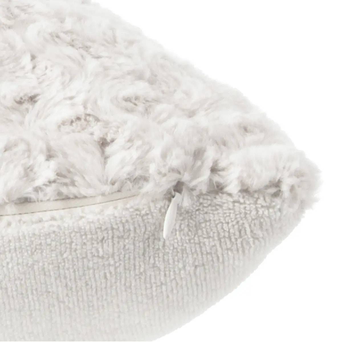 Coussin fourrure bouclé beige - 45x45 cm