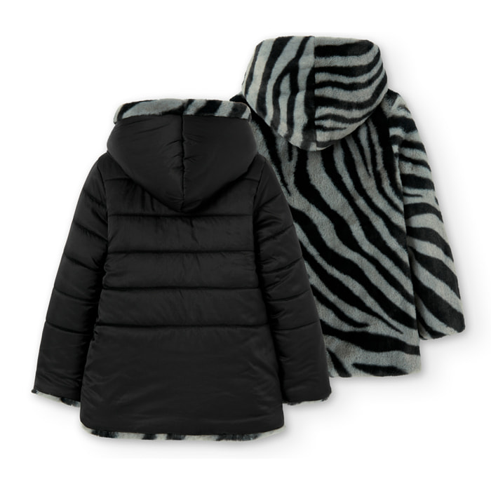 Parka reversible cebra de niña