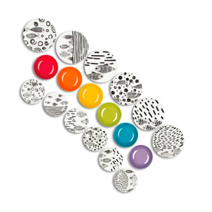 Service de table 18 pièces Excelsa – Black Fishes. Porcelaine Multicolore