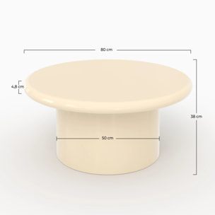 Table basse laquée blanche en MDF, D80 cm - Apoline