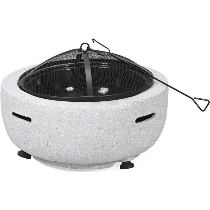 Brasero barbecue en pierre "Volkan" - 60 x 60 x 40 cm - Blanc