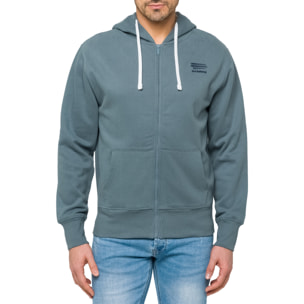 Felpa WAISAI full zip con cappuccio in cotone Blu minerale