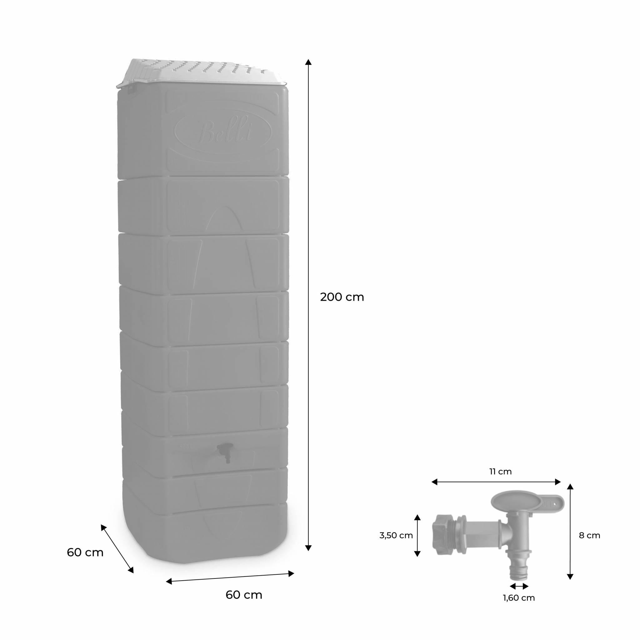 RÉCUPÉRATEUR D'EAU MURAL NAUSSAC 650L BEIGE AVEC KIT RACCORD CHÉNEAU