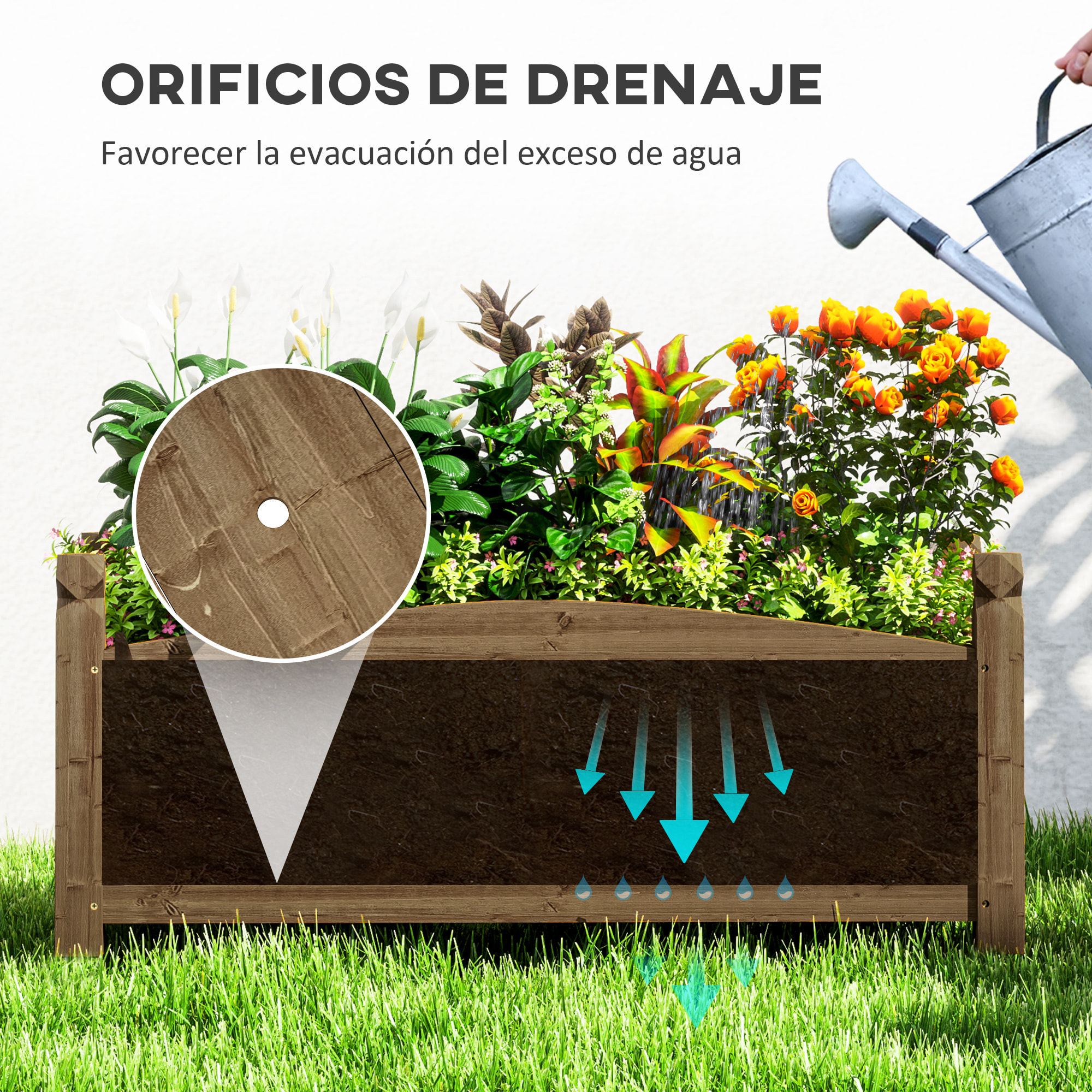 Jardinera de Madera Elevada Huerto Urbano Madera para Cultivar Plantas Flores Hierba Jardinera Rectangular para Jardín Balcón Terraza 90x39x37 cm Café Oscuro