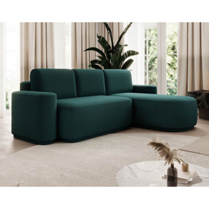 Sam - canapé d'angle droit 4 places convertible avec coffre en tissu - Vert
