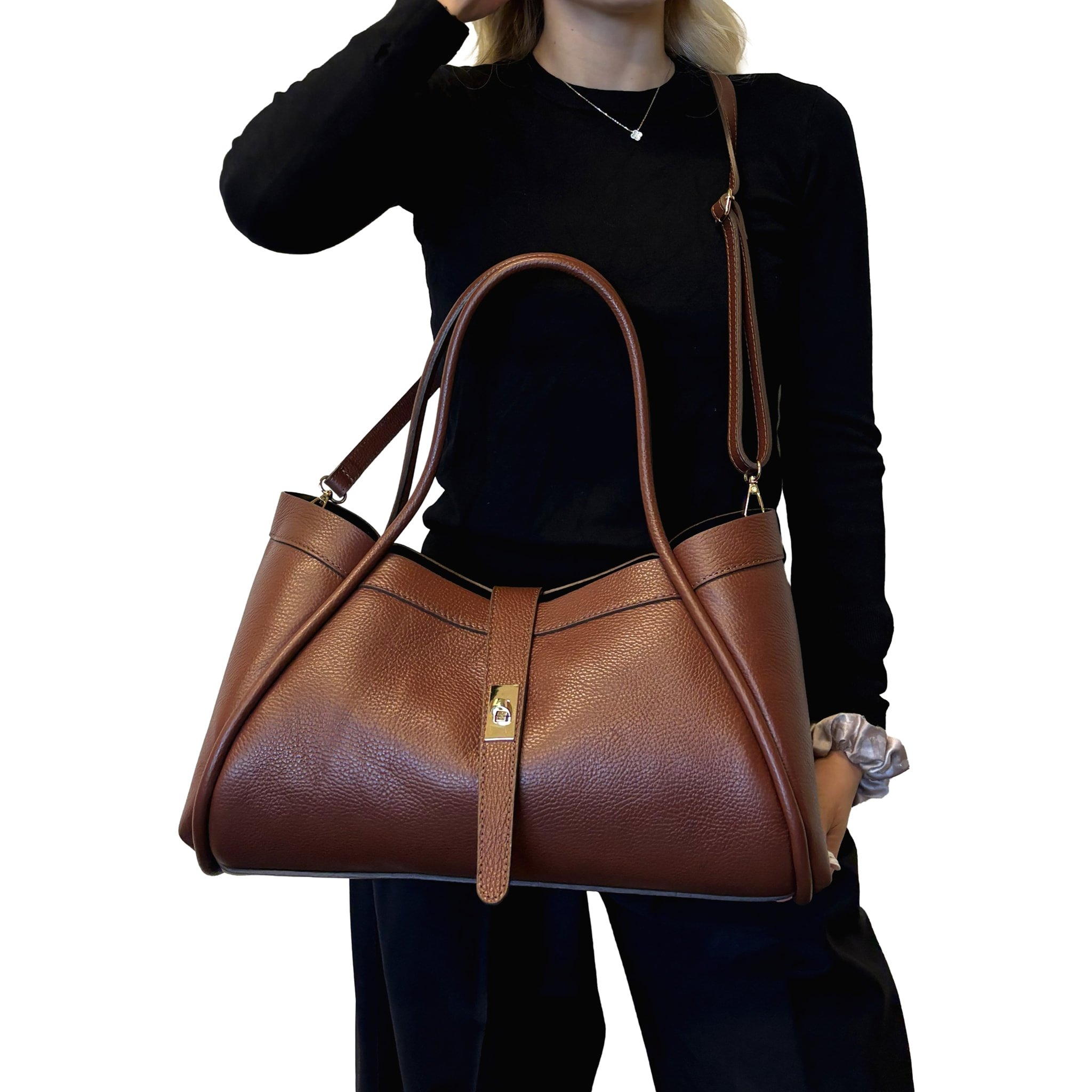 Borsa a Mano Elegante da Donna in Pelle Martellata