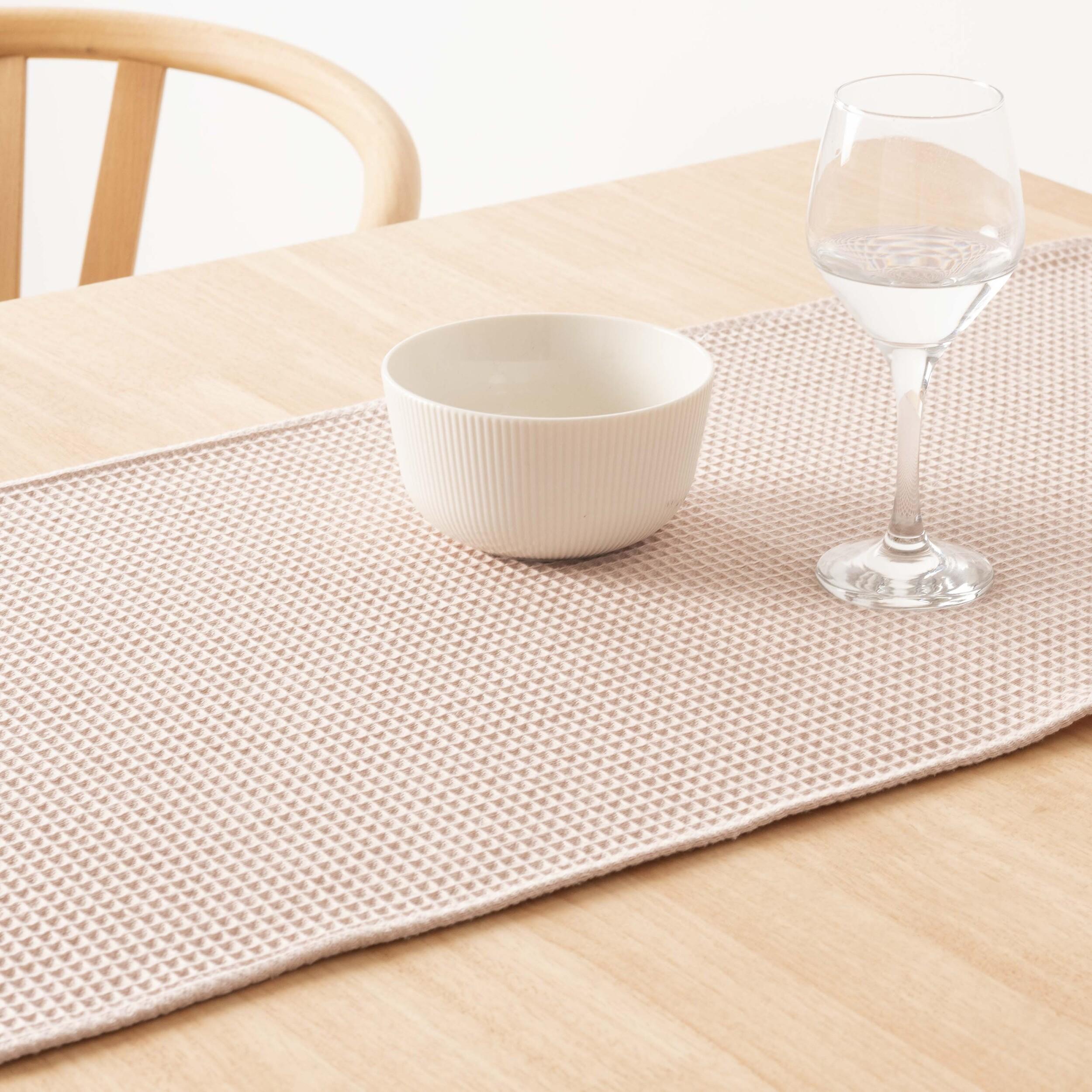 Chemin de table Waffle Rose 45x140 cm