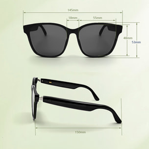 Gafas inteligentes GS08, llamada bluetooth, asistente de voz, control remoto de la cámara.