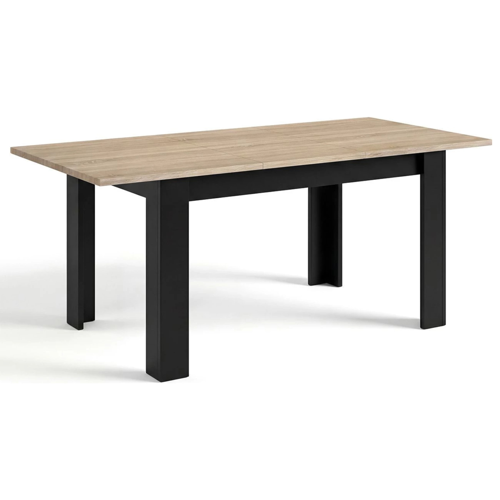 Mesa de comedor extensible en negro mate y roble canadian 140-190x90 cm Sira Negro Mate - Roble Canadian