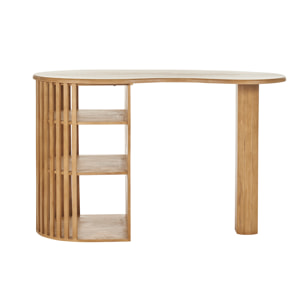 Ilot - table de bar avec rangements en bois clair manguier massif H90 cm LOBIO