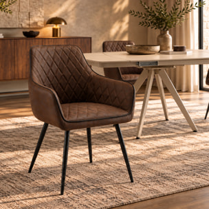Set di 2 poltroncine LEON in similpelle marrone e gambe nere