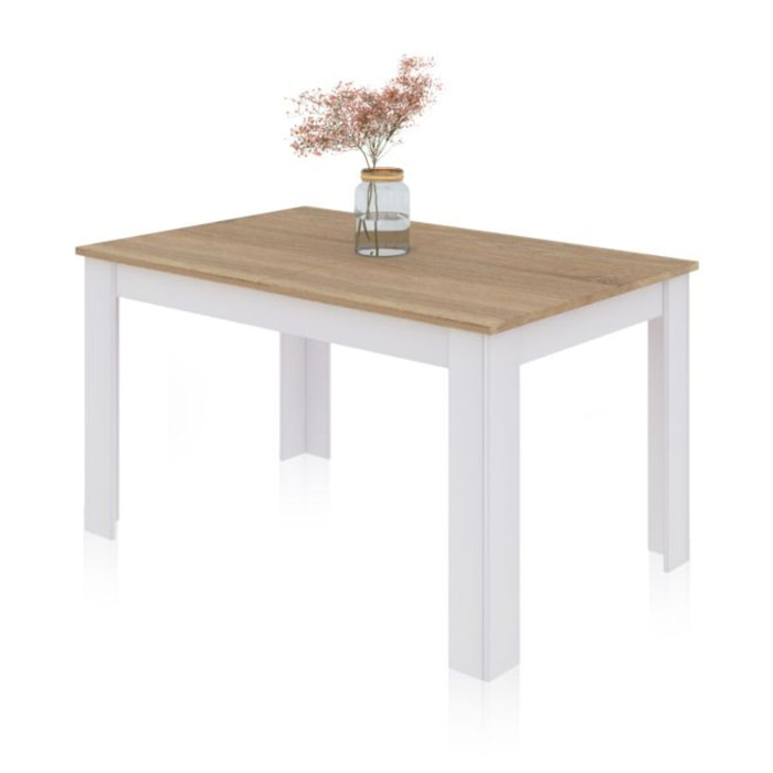 Mesa de comedor extensible Danna 123 Blanco Artik (Blanco Mate) - Roble Canadian
