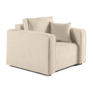 Topaze - fauteuil - en tissu velours relief - Beige