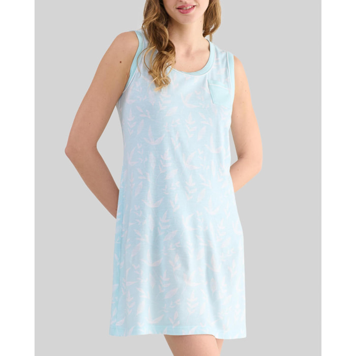 Camisón corto mujer hojas sin mangas ligero