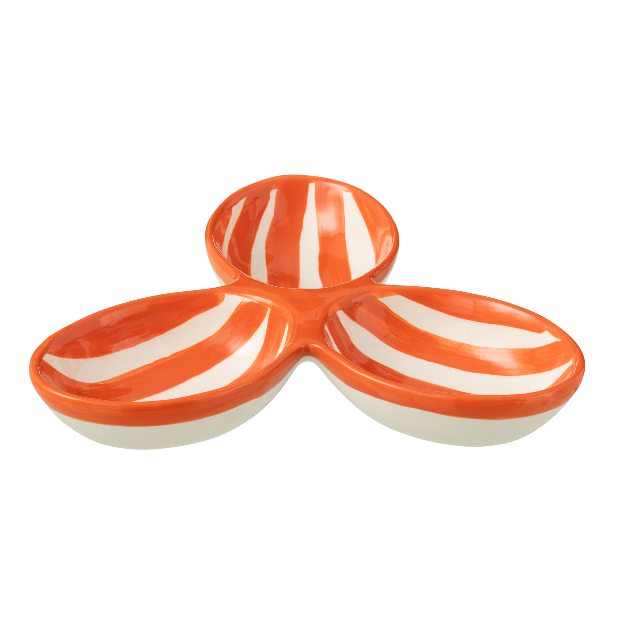 J-Line plat à tapas Granada Stripes Clover - céramique - blanc/orange