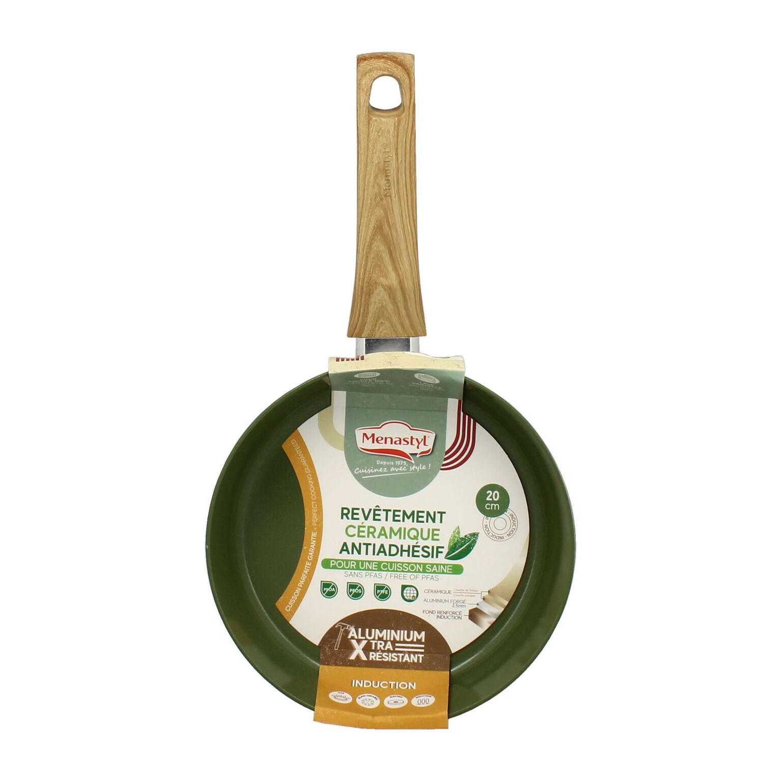 Poêle 20cm avec revêtement céramique vert - tous feux COLORAMA