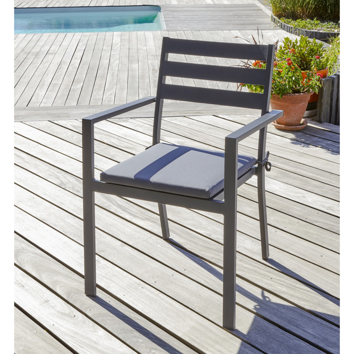 PELOSA - Fauteuil de jardin empilable en aluminium gris anthracite
