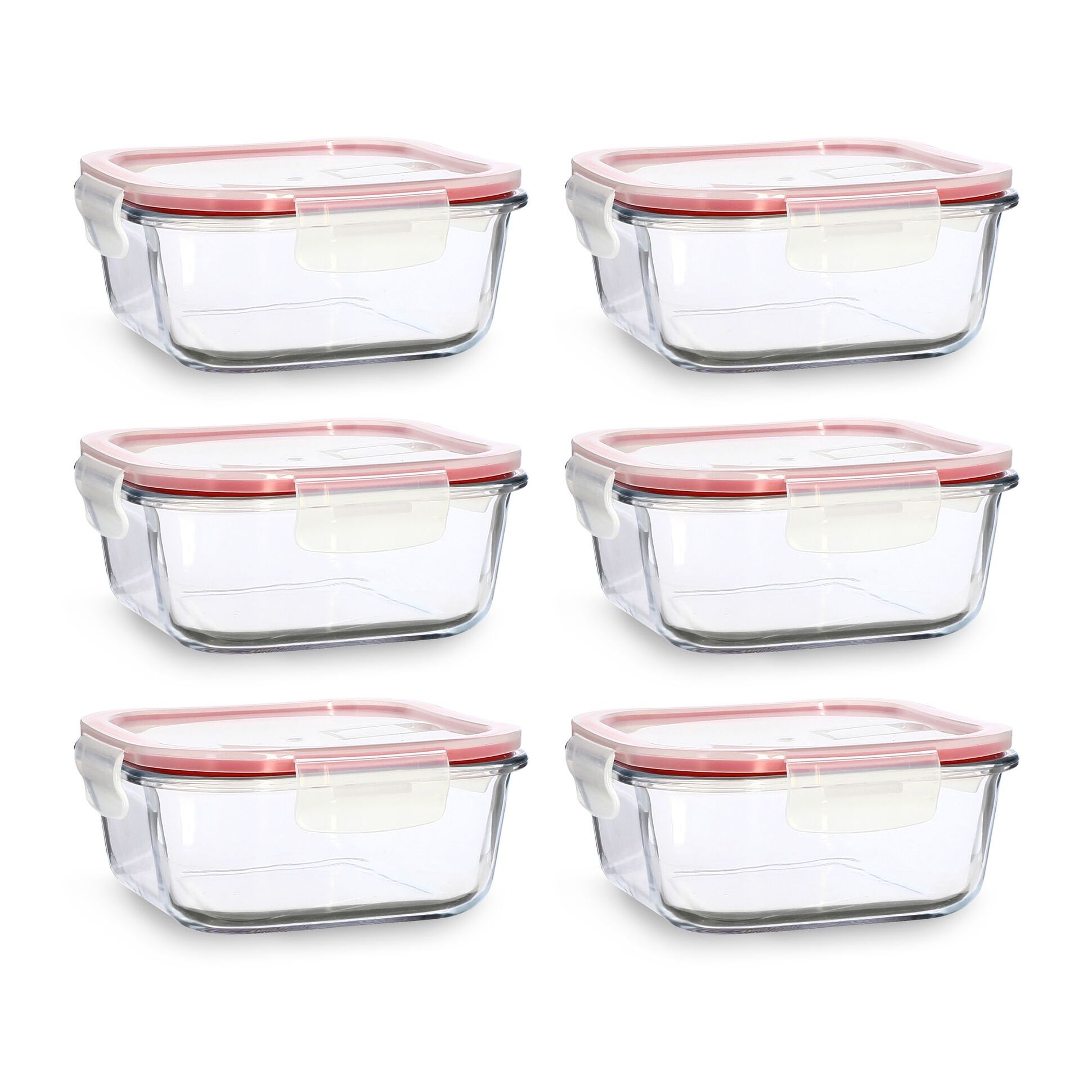 Lot de 6 boîtes hermétiques 800ml en verre CLEMENTINE