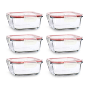 Lot de 6 boîtes hermétiques 800ml en verre CLEMENTINE