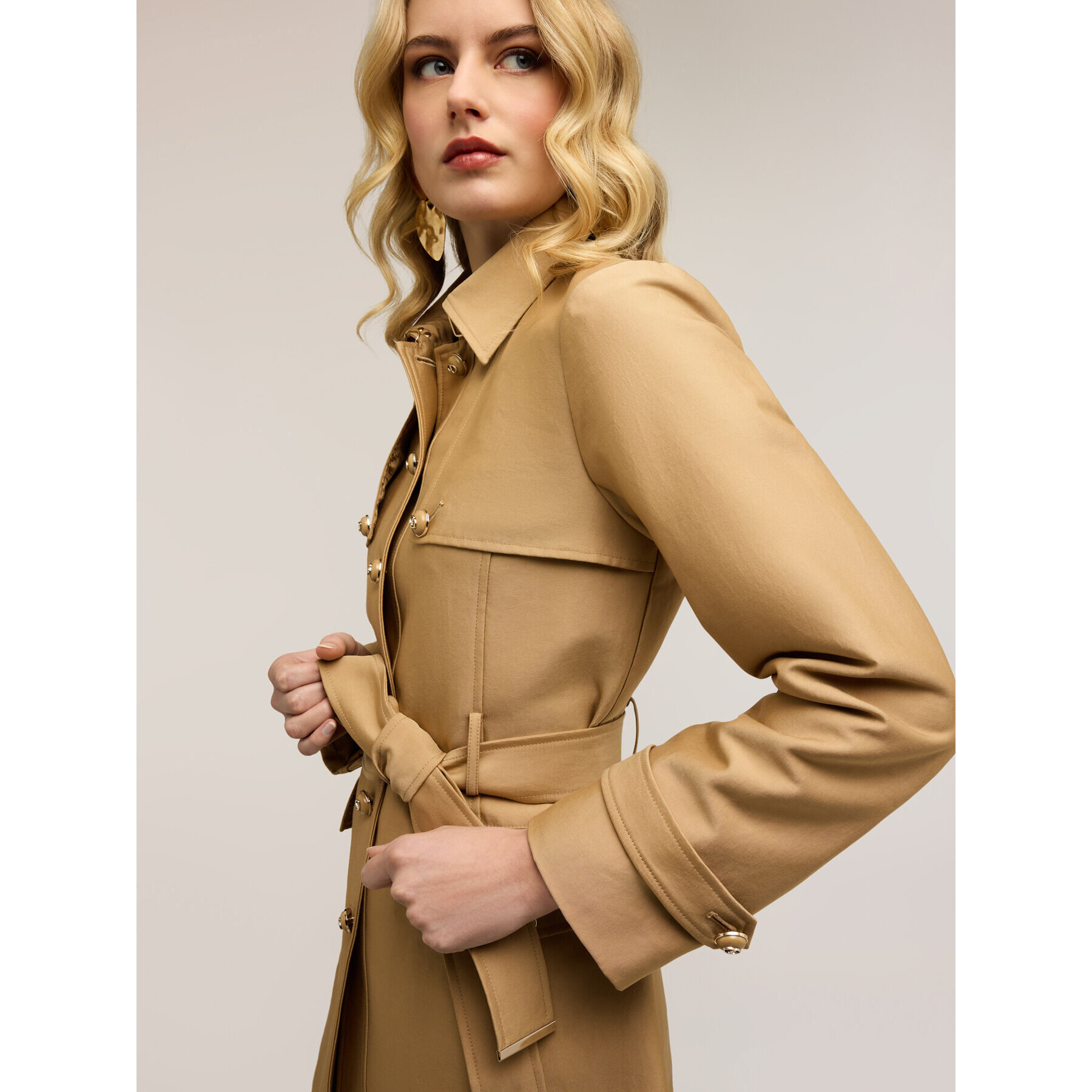 Motivi - Trench de mezcla de algodón con cinturón - Beige