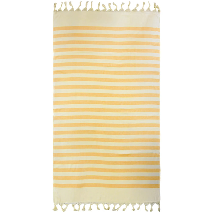 Fouta doublée éponge - Fidji Tournesol - 90x160cm - 340g/m²