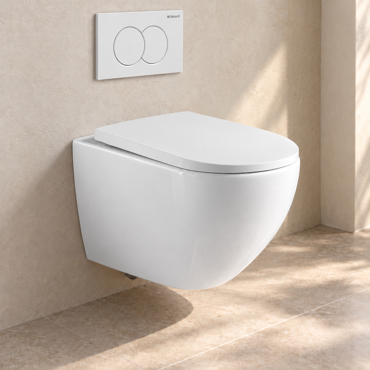 Pack WC Bâti support Geberit + WC Swiss Aqua Technologies Vortex sans bride + abattant SoftClose + plaque (VORTEXGEB3)