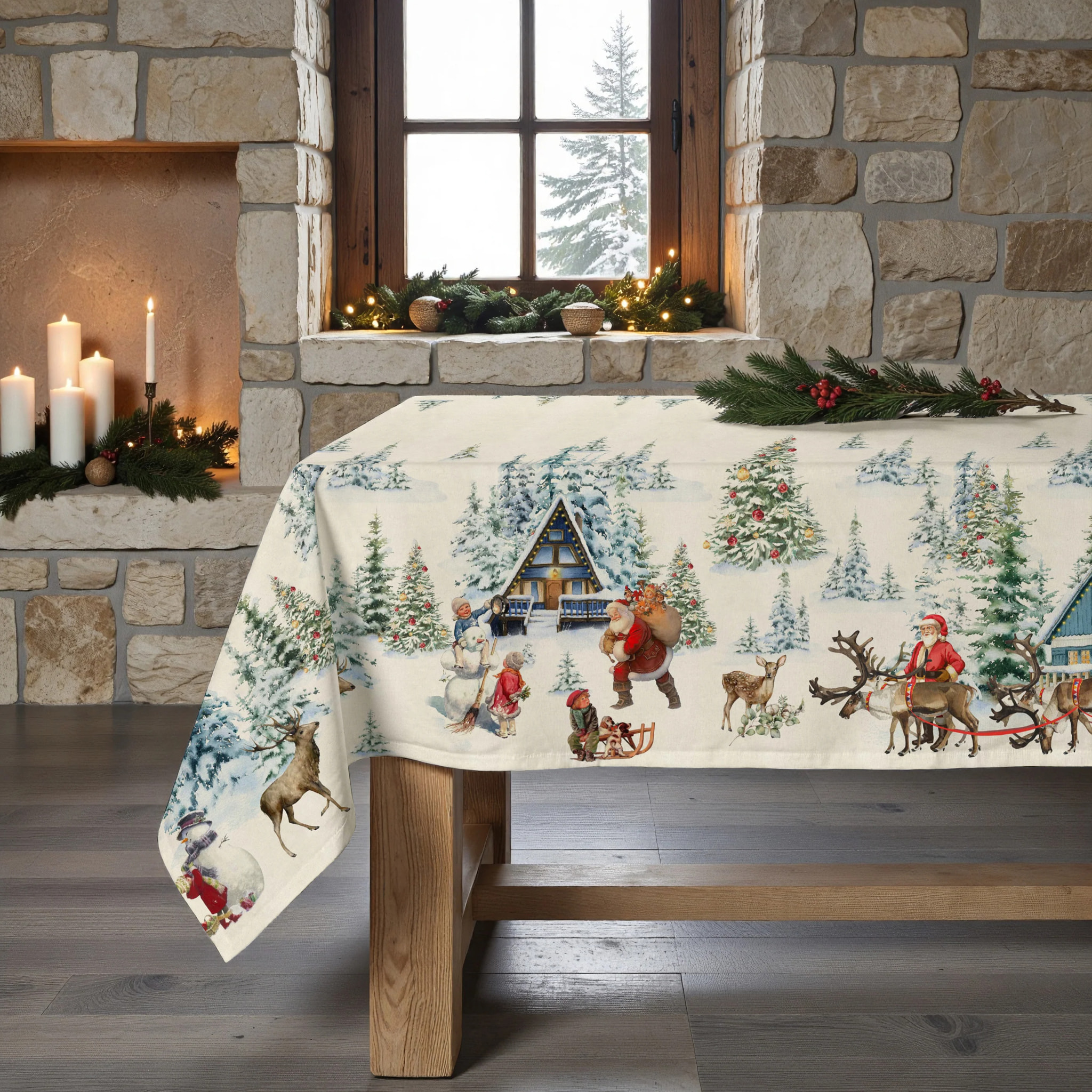 Nappe Anti-tâches Toucher du Tissu Christmas Landscape