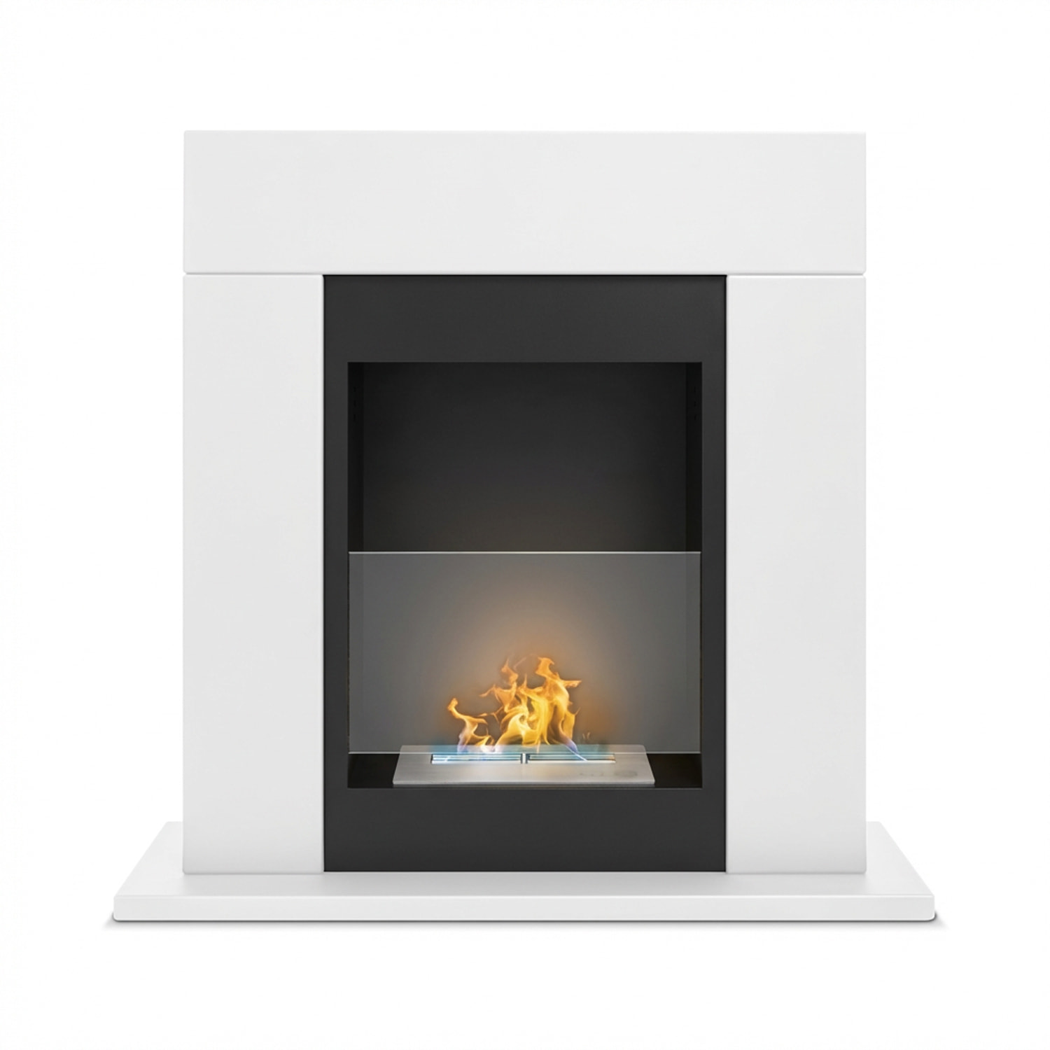 Marco Aurelio - Camino a bioetanolo da terra freestanding, biocamino da pavimento, 73x20xH75 cm colore bianco