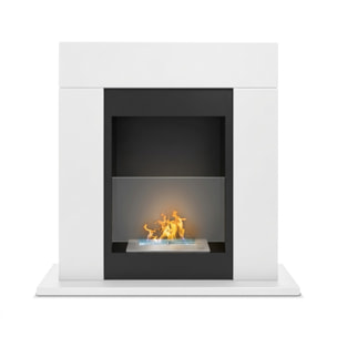 Marco Aurelio - Camino a bioetanolo da terra freestanding, biocamino da pavimento, 73x20xH75 cm colore bianco