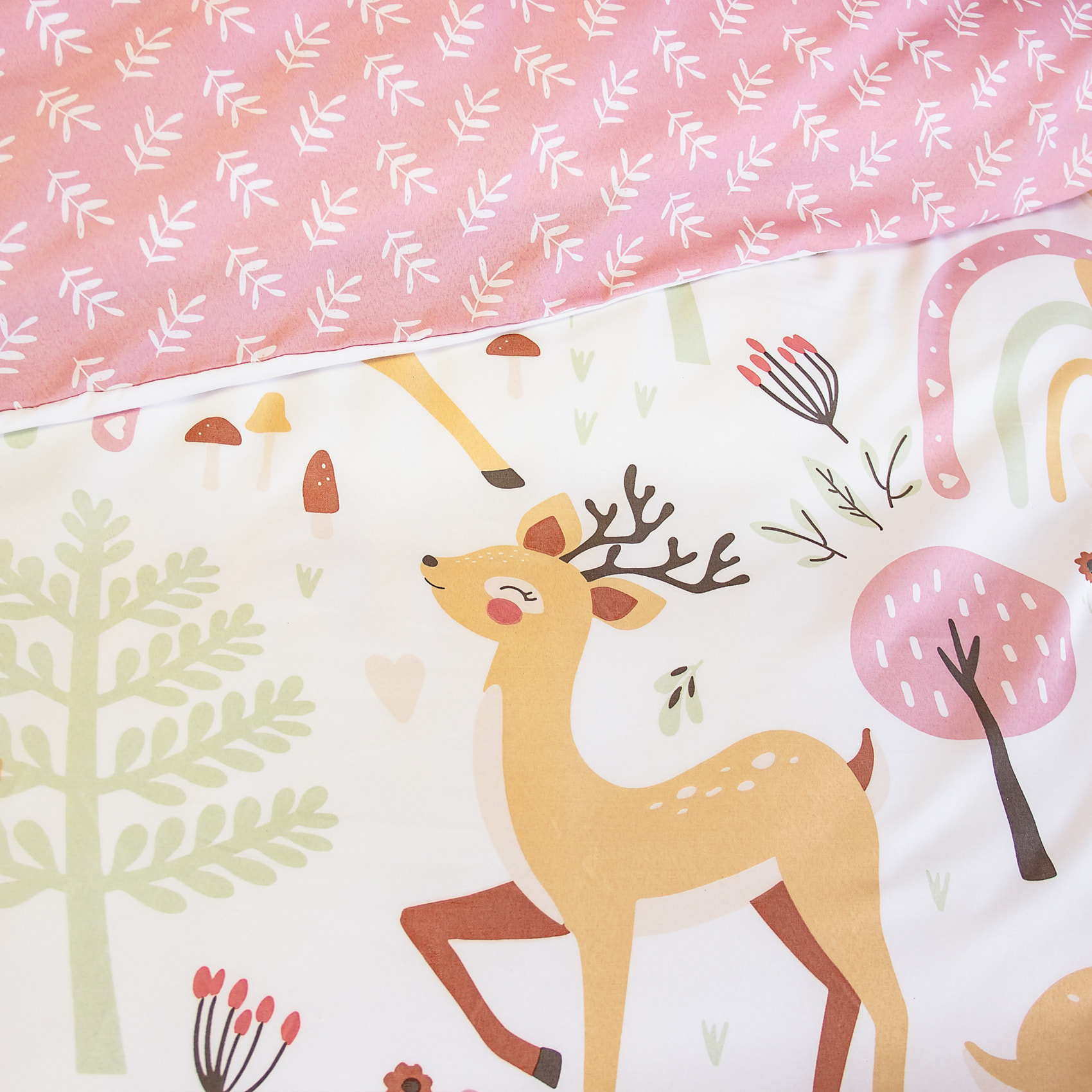 Parure de lit enfant biche forêt - Blanc