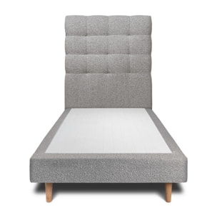 Lit avec tête de lit capitonnée bouclette et sommier tapissier Ep14