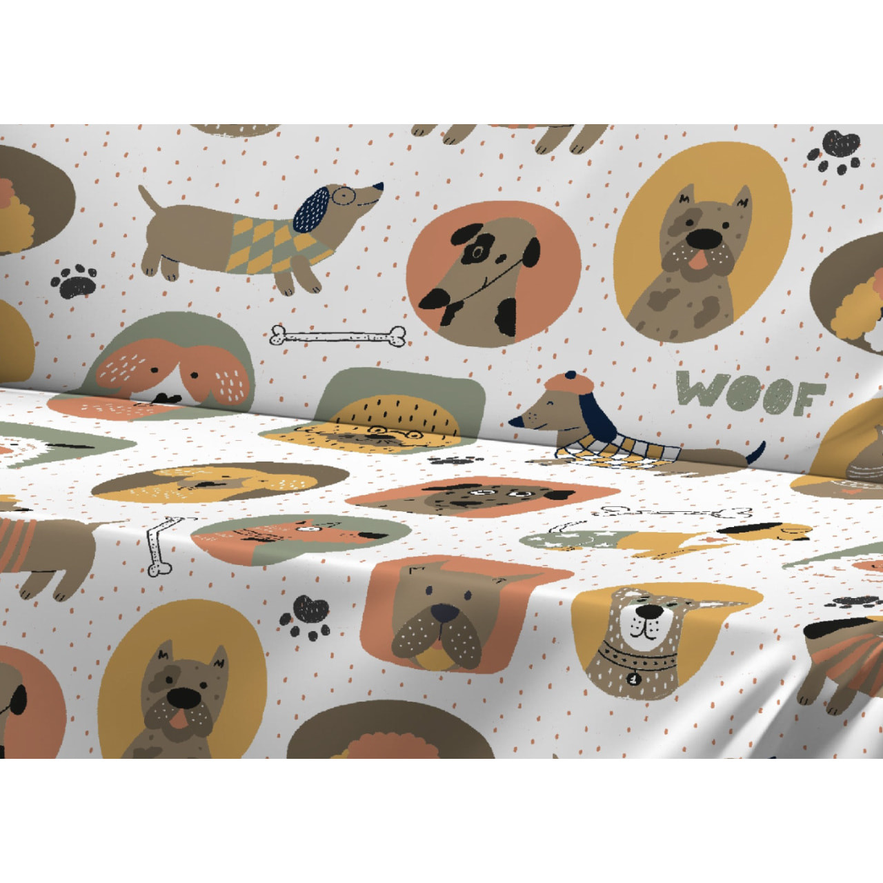Telo Arredo Multiuso In 100% Cotone Disegno Cani 25
