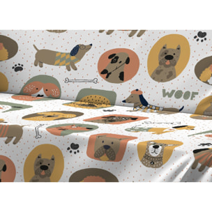 Telo Arredo Multiuso In 100% Cotone Disegno Cani 25