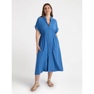 Fiorella Rubino - Vestido camisero con borde en la cintura - Azul