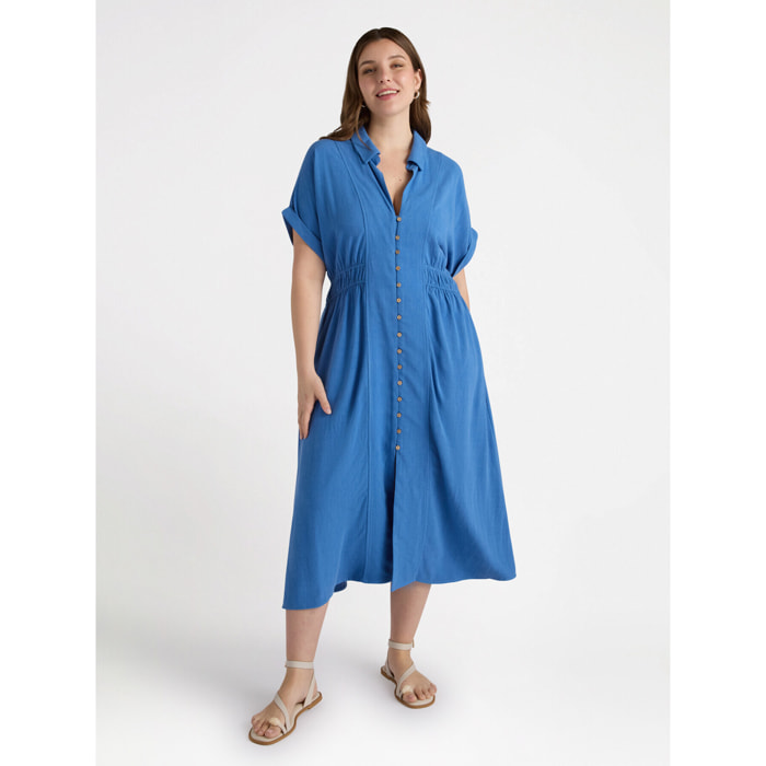 Fiorella Rubino - Vestido camisero con borde en la cintura - Azul