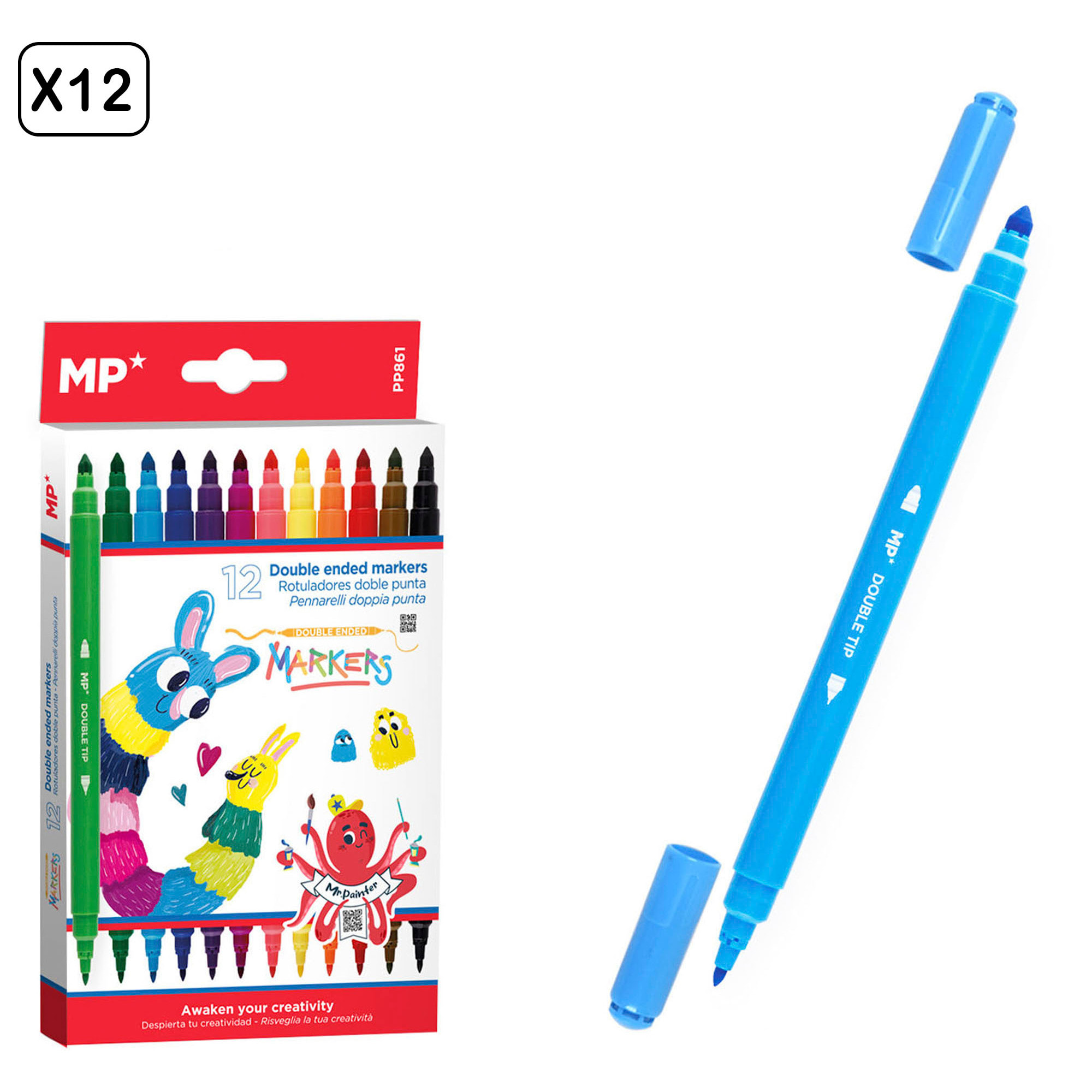 12 PACKS DE ROTULADORES DOBLE PUNTA 12 Uds.