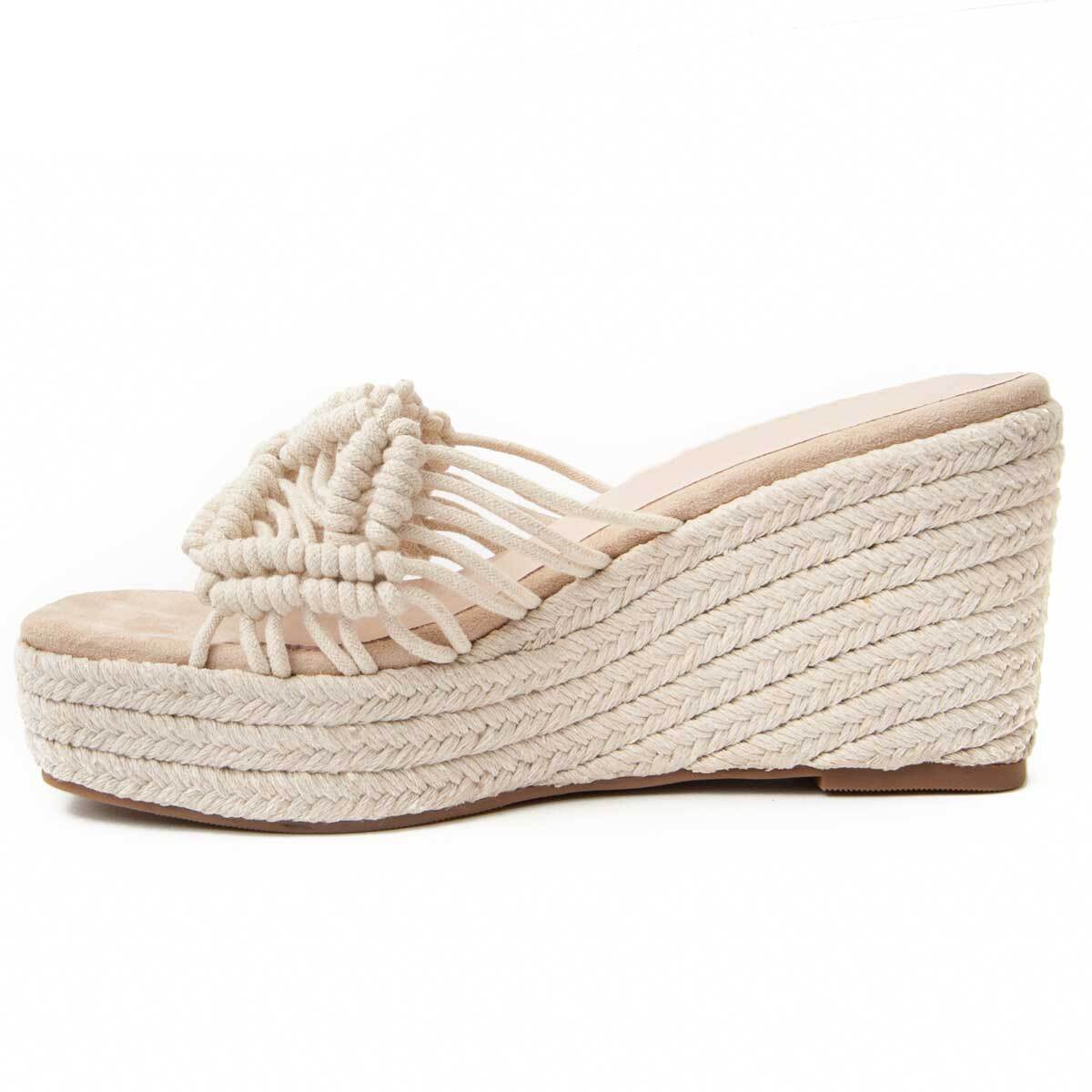 Sandalia de cuña - Beige - Altura: 9 cm