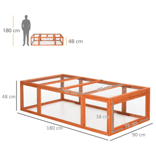 Conejera Exterior de Madera 180x90x48 cm Jaulas para Conejos Grande Casa para Animales Pequeños con 3 Puertas y Alambre de Metal Natural