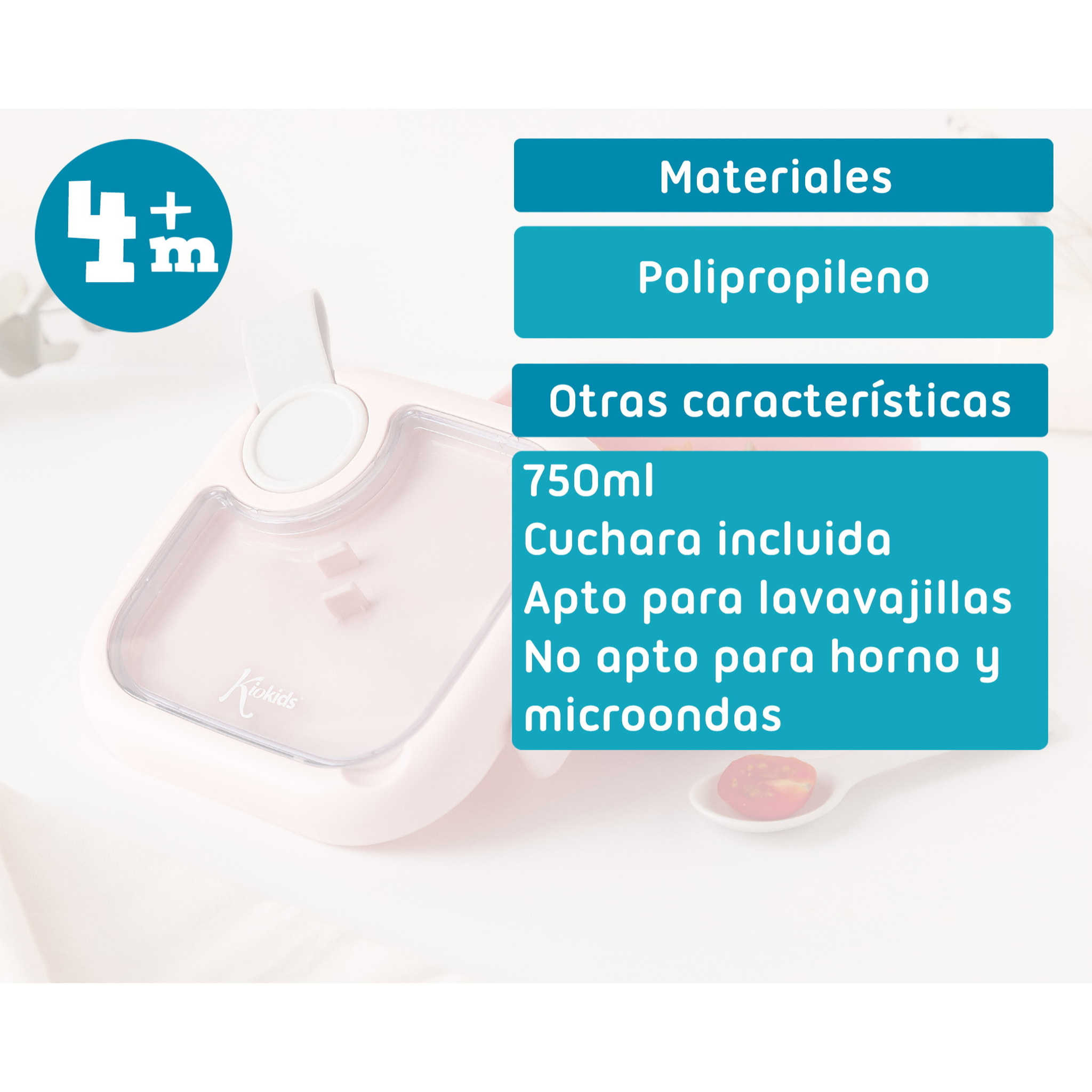 CAJA ALMUERZO ROSA CON CUCHARA GRIS