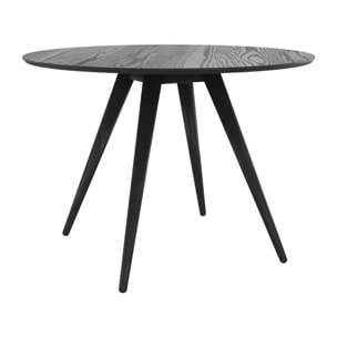 Table ronde 4 personnes en bois de frêne plaqué noir D105 cm - Liwa