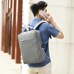 DAM Mochila para Laptop con interfaz de carga USB. 30x12x42 Cm. Color: Gris