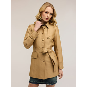 Motivi - Trench in misto cotone con cintura - Beige