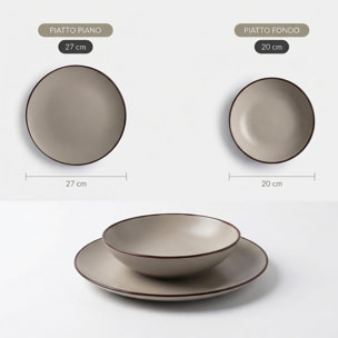 Set 12 Piatti in Ceramica, lavabile in lavastoviglie e adatto a microonde, Intrecci