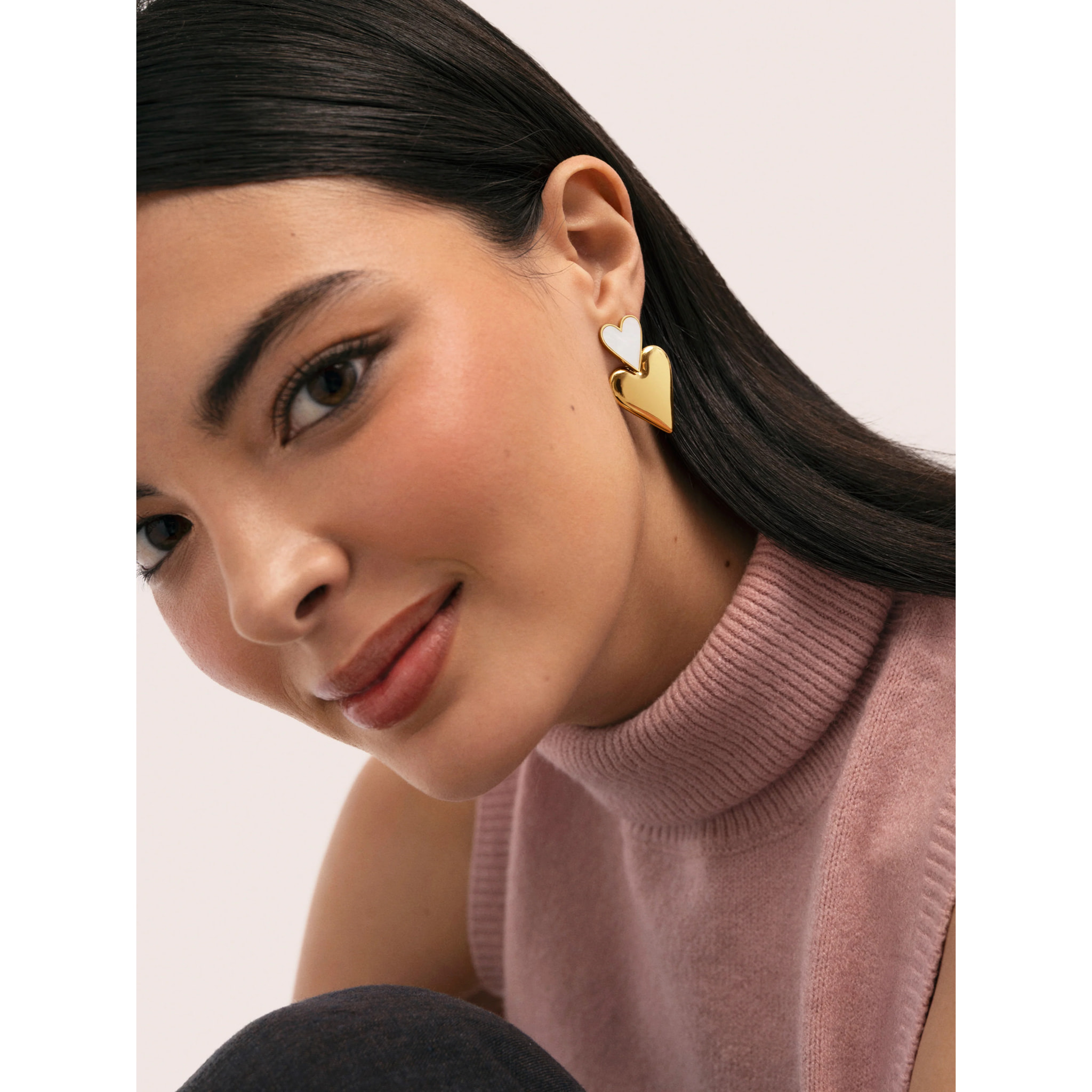 Pendientes Duo D'Amour Nácar Acero Baño Oro