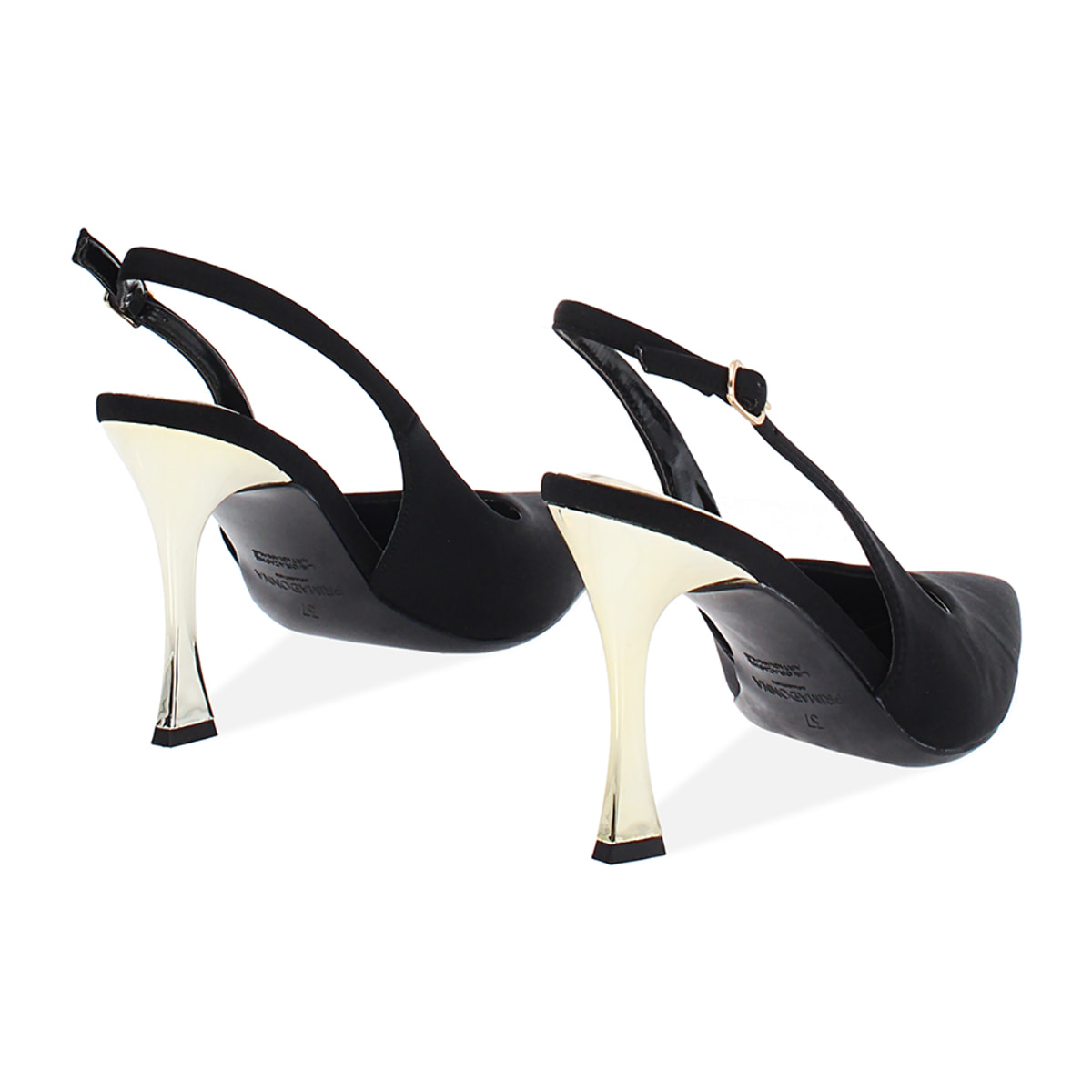 Décolleté slingback donna nere, tacco 9,5 cm