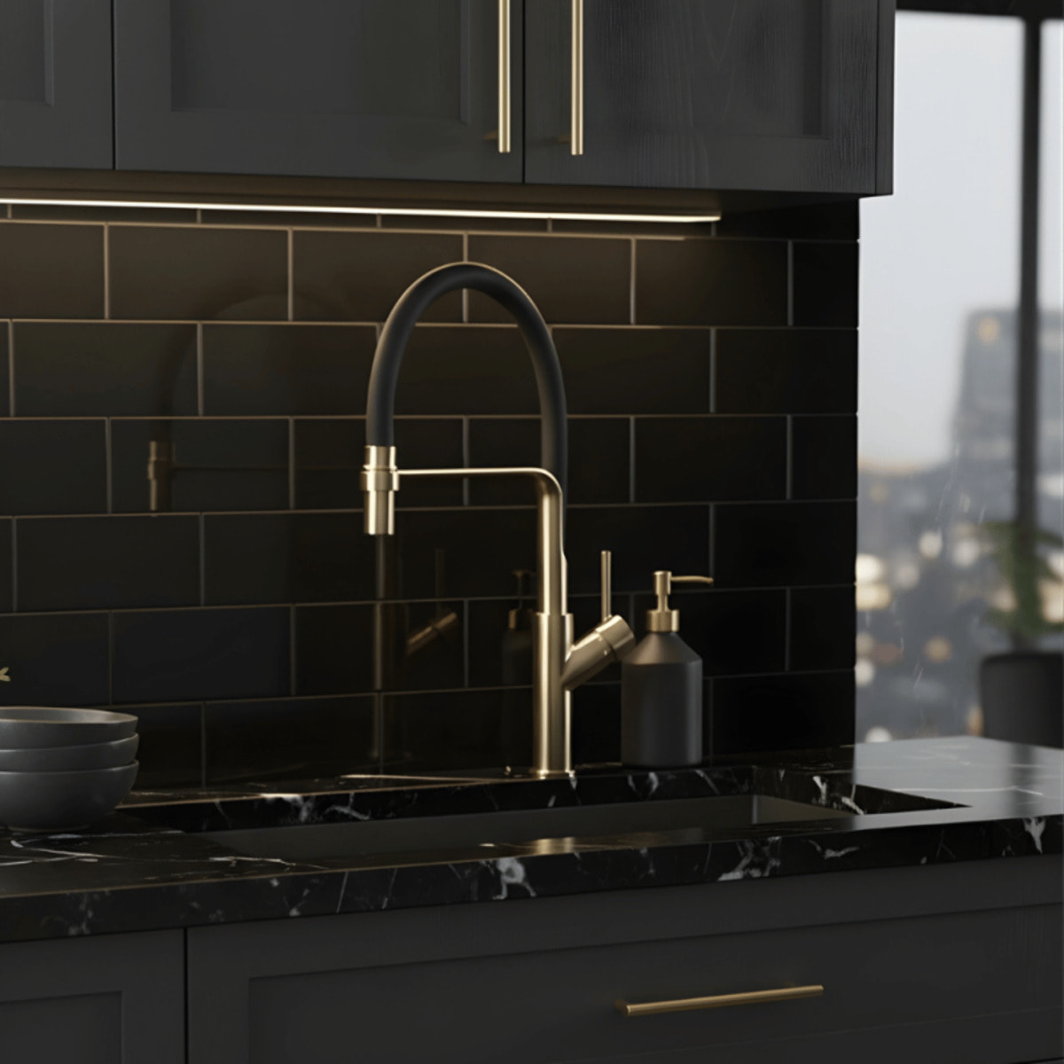 Robinet de cuisine avec douchette PAINI Ortence laiton brossé