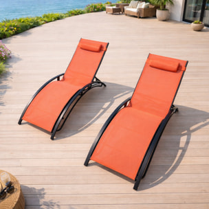 Lot de 2 transats ajustables noir et terracota MEDAN