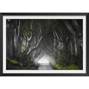 Affiche paysage route de l'irréel Affiche + cadre en bois - Noir