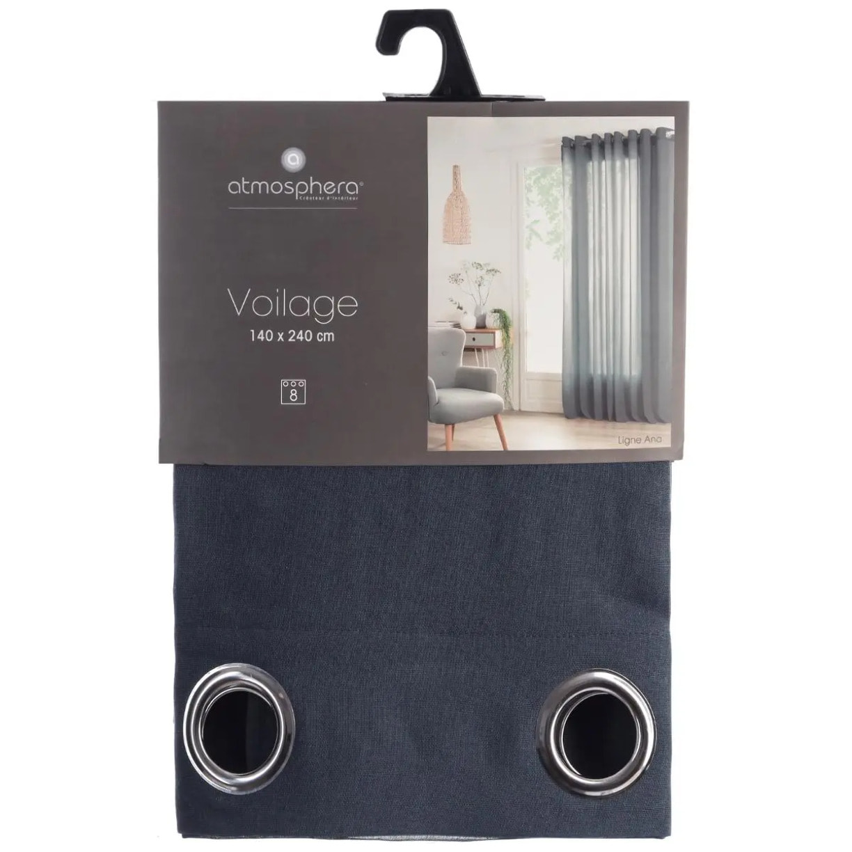 Voilage "Ana" bleu orage 140x240cm