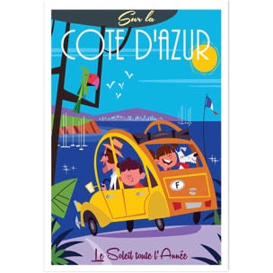 Poster retro le soleil de la cote d'azur Affiche seule